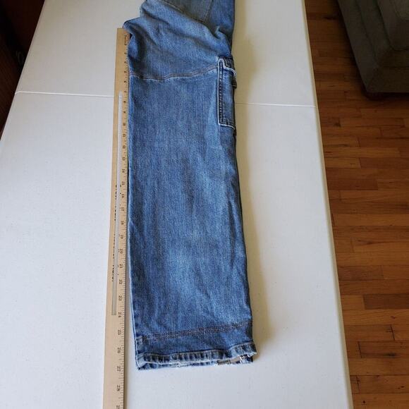 Jonathan Simkhai Payton Denim Cargo Jeans Mid Rise Straight Leg Zipper Hem - Picture 12 of 16
